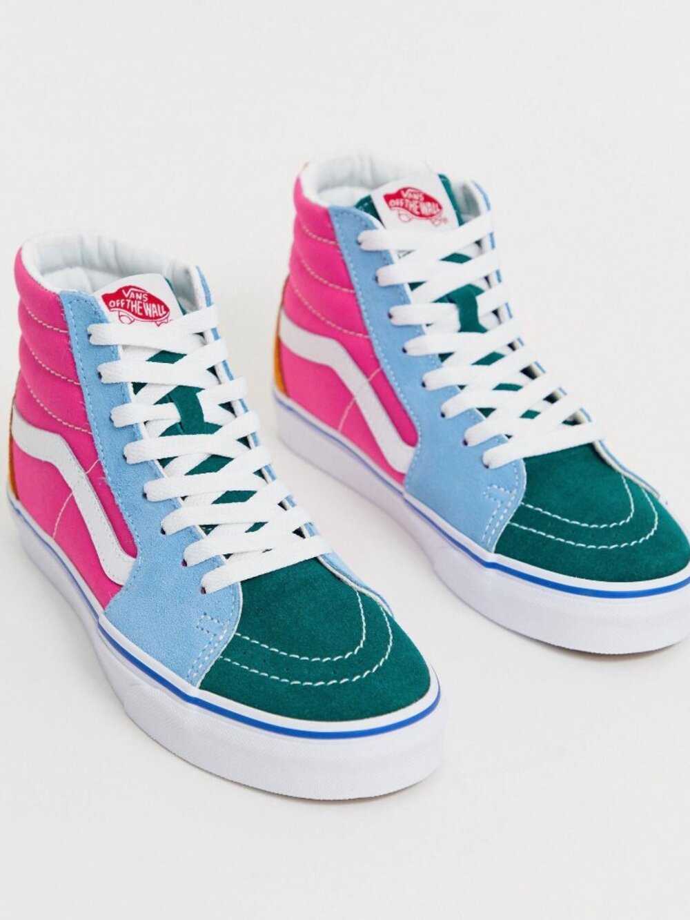 Vans Sk8-Hi Colorblock High Top Sneakers Pink Blue Yellow Women's Size 9.5 M 8